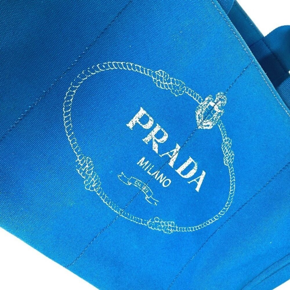 PRADA Canapa logo Bag Shoulder Bag Tote Bag Canvas blue/White - Picture 11 of 16
